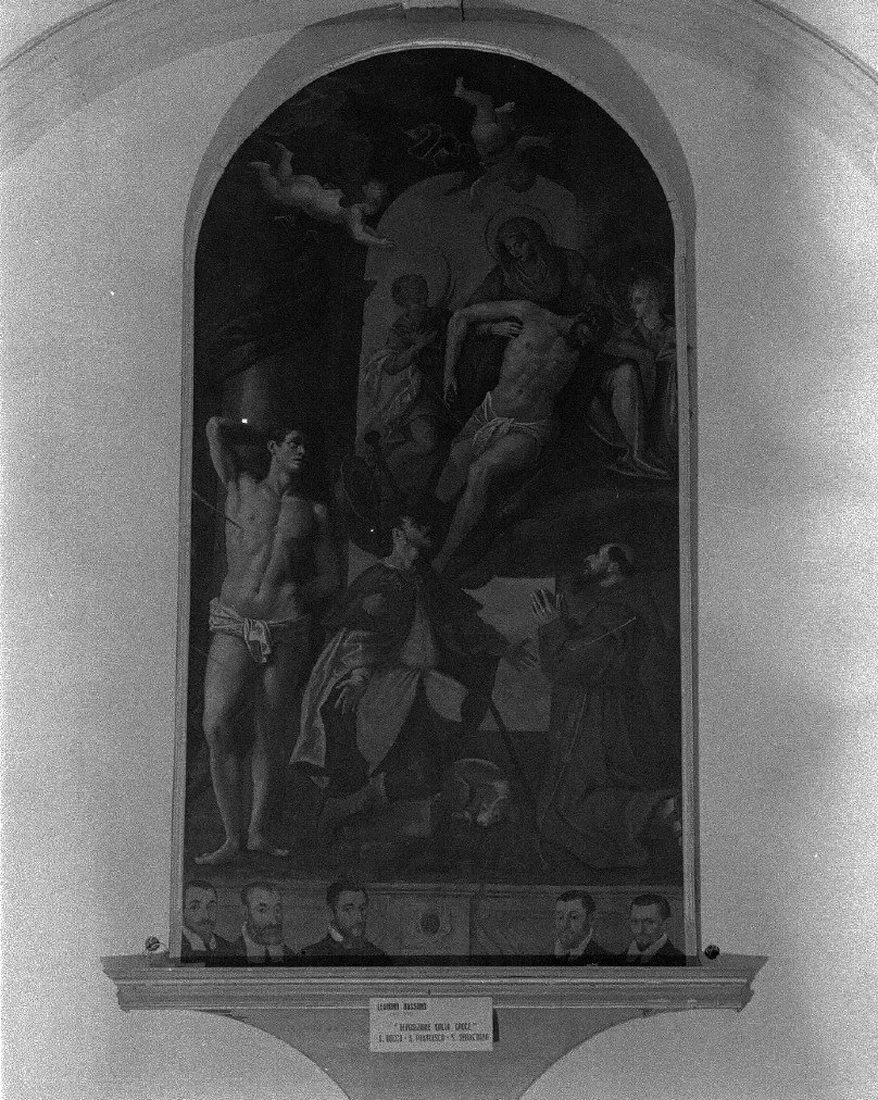   41-Leandro Dal Ponte, detto Bassano-Cristo in pietà tra i santi Sebastiano, Rocco, Francesco e donatori - Chiesa di San Domenico confessore, Chioggia, Venezia